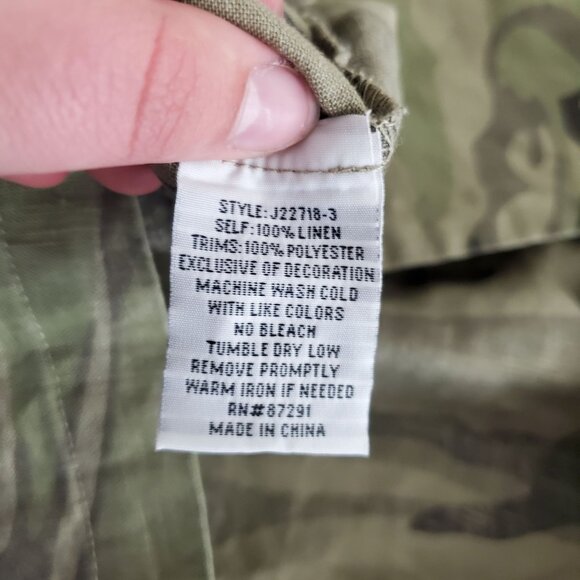 JOHNNY WAS Womens 100% Linen Adeline Dress Size S Side Button Camo Embroidered - Picture 5 of 9